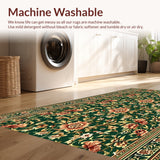 Ultra Soft Area Rug, Non Slip, Stain Resistant, Washable Area Rugs for Living Room, Bedroom, Vintage Floral Non-Slip Living Room Rug(Green)