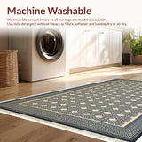 Ultra Soft Area Rug, Non Slip, Stain Resistant, Washable Area Rugs for Living Room, Bedroom, Trellis Frieze Geometric(Black)