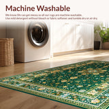 Ultra Soft Area Rug, Non Slip, Stain Resistant, Washable Area Rugs for Living Room, Bedroom, Velvet Embroidered Islamic Prayer(Green)