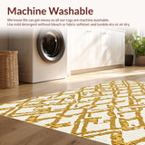 Ultra Soft Area Rug, Non Slip, Stain Resistant, Washable Area Rugs for Living Room, Bedroom, Marble Border Elegant(Gold)