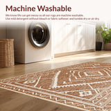 Ultra Soft Area Rug, Non Slip, Stain Resistant, Washable Area Rugs for Living Room, Bedroom, Western Aztec Low Pile(Brown)