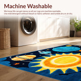 Ultra Soft Area Rug, Non Slip, Stain Resistant, Washable Area Rugs for Living Room, Bedroom, Colorful Solar System Playroom Non-Slip Kids Carpet(Blue)