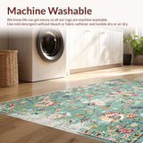 Ultra Soft Area Rug, Non Slip, Stain Resistant, Washable Area Rugs for Living Room, Bedroom, Distressed Floral Boho(Beige)