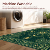 Ultra Soft Area Rug, Non Slip, Stain Resistant, Washable Area Rugs for Living Room, Bedroom, Whimsical Dark Green Celestial Bedroom Area Rug(Green)