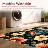 Ultra Soft Area Rug, Non Slip, Stain Resistant, Washable Area Rugs for Living Room, Bedroom, Vintage Floral Dining Room Washable Carpet(Red)