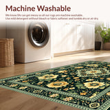Ultra Soft Area Rug, Non Slip, Stain Resistant, Washable Area Rugs for Living Room, Bedroom, Boho Chic Medallion Distressed(Black)